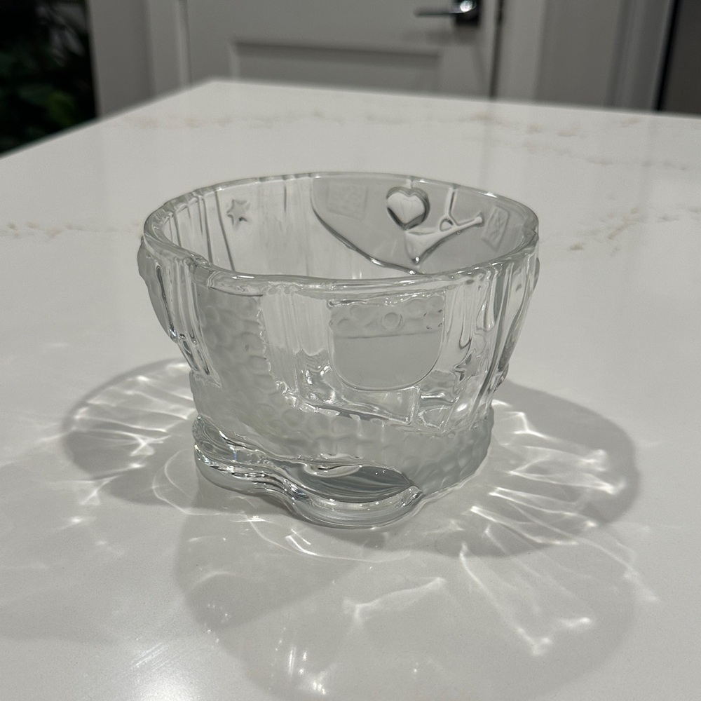 Gorham Clear Glass Crystal Bowl with Santa Design